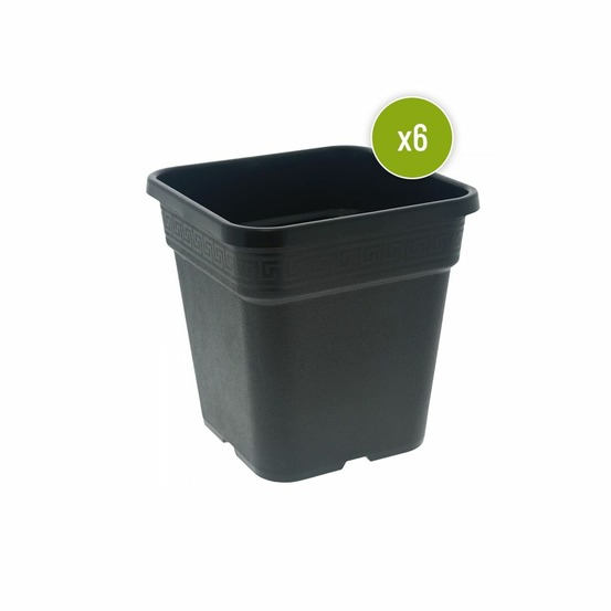 Lot de 6 pots carre noir 30.5 x 30.5 x 30.5 cm