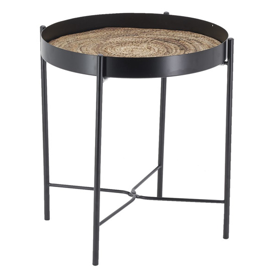 Table ronde en métal et jonc