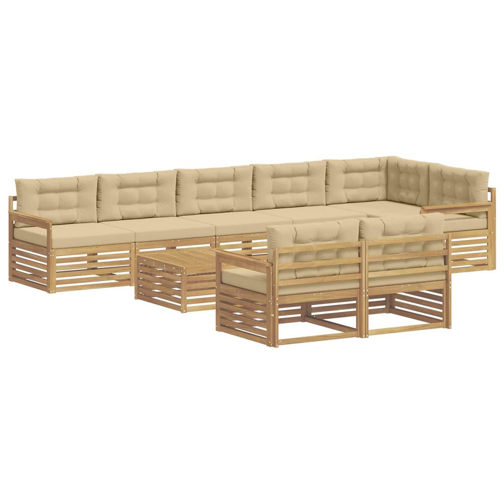 Ensemble de canapés d'extérieur 9 pc blanc et beige polyester