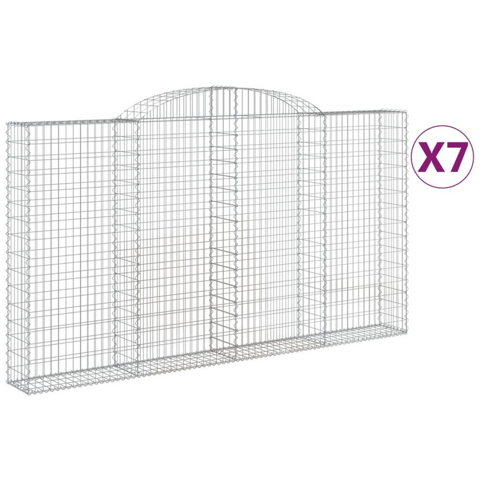 Paniers à gabions arqués 7 pcs 300x30x160/180 cm fer galvanisé