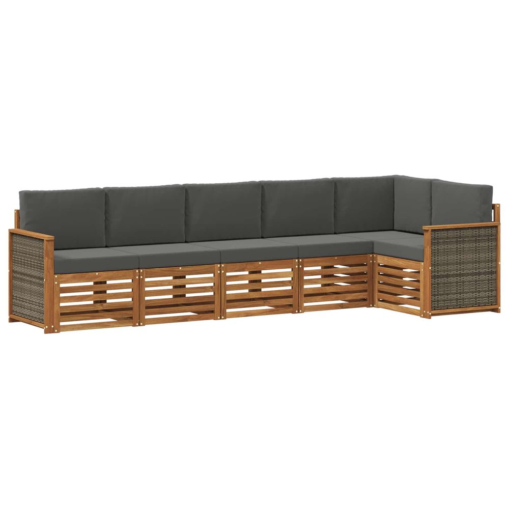 Ensemble de canapés d'extérieur 5 pc naturel et anthracite