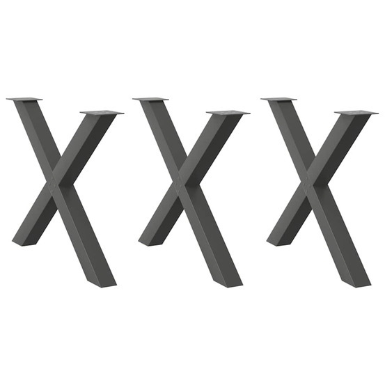 Pieds de table à manger en forme de x 3 pièces anthracite 90 x (72-73) cm acier