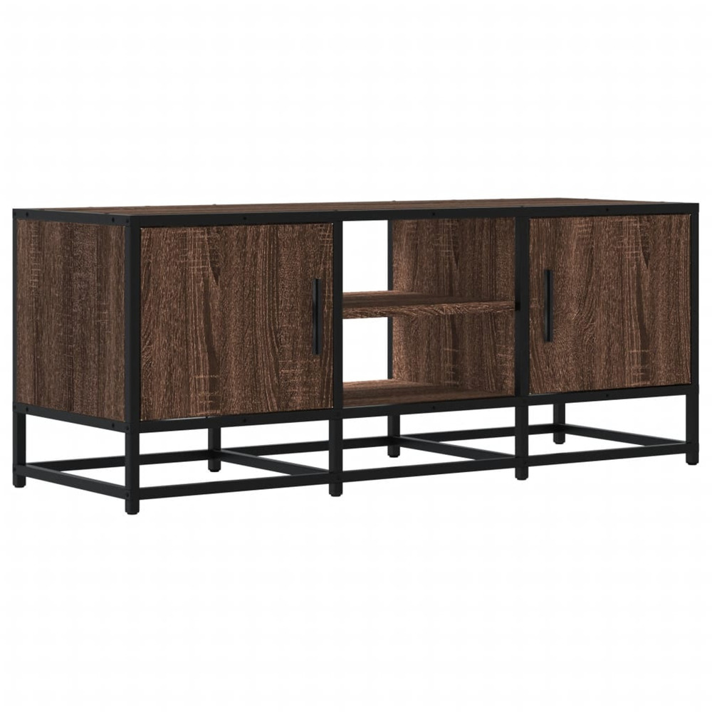 Meuble tv chêne marron 100x35x41 cm bois d'ingénierie et métal