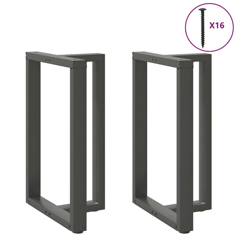 Pieds de table de bar en t, 2 pièces, anthracite, 60 x 35 x (90-91) cm, acier