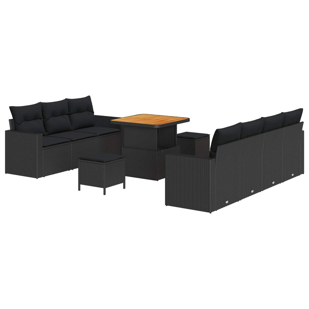Ensemble de canapé de jardin 10 pc noir polyrotin