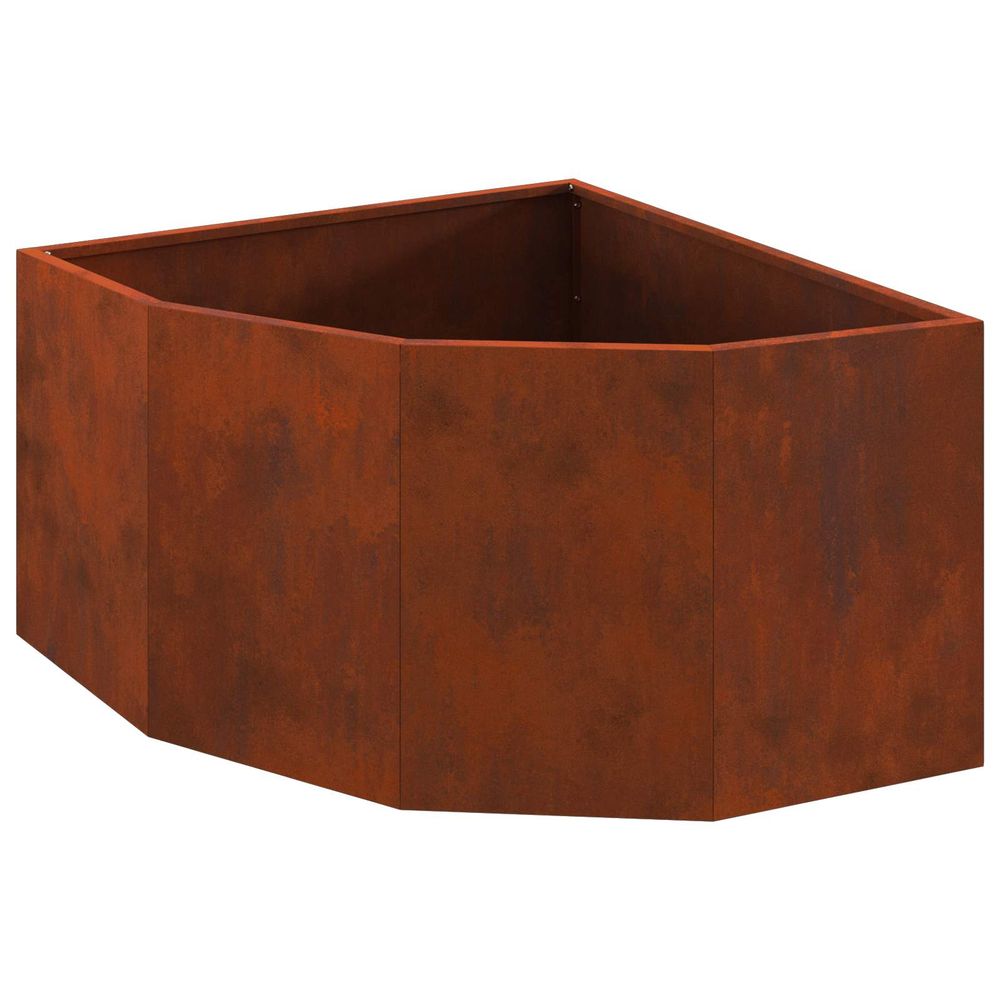 Jardinière d'extérieur d'angle rouillé 60 x 60 x 35 cm acier patiné