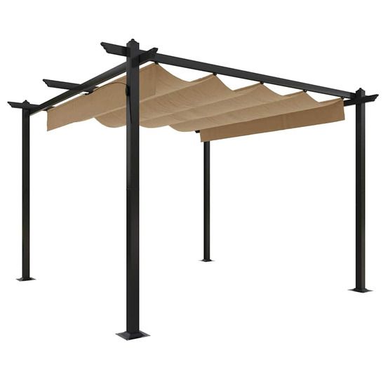Tonnelle de jardin avec toit rétractable 3x3 m taupe
