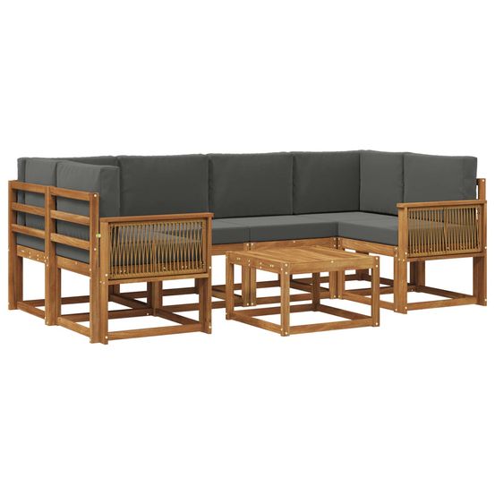 Ensemble de canapés d'extérieur 7 pc naturel et anthracite