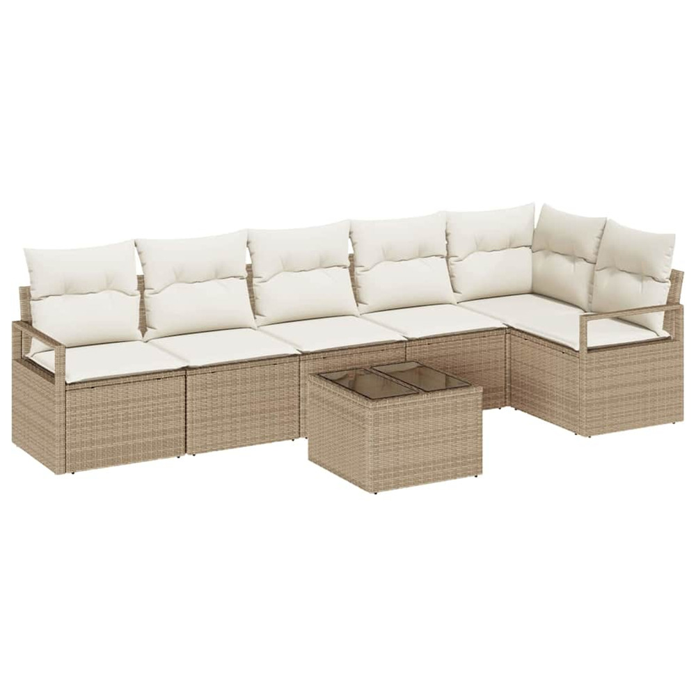 Ensemble de canapé de jardin avec coussin 7 pcs beige et crème