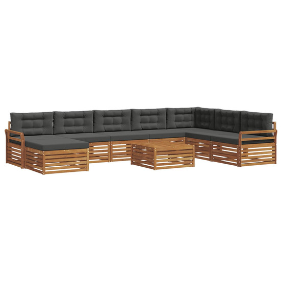 Ensemble de canapés d'extérieur 9 pcs naturel et anthracite