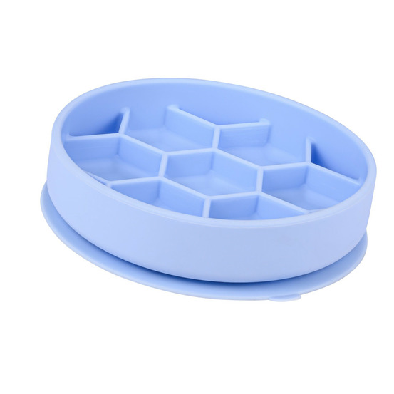 Ecuelle anti glouton m ø 16 cm silicone ventouse bleu pour chien