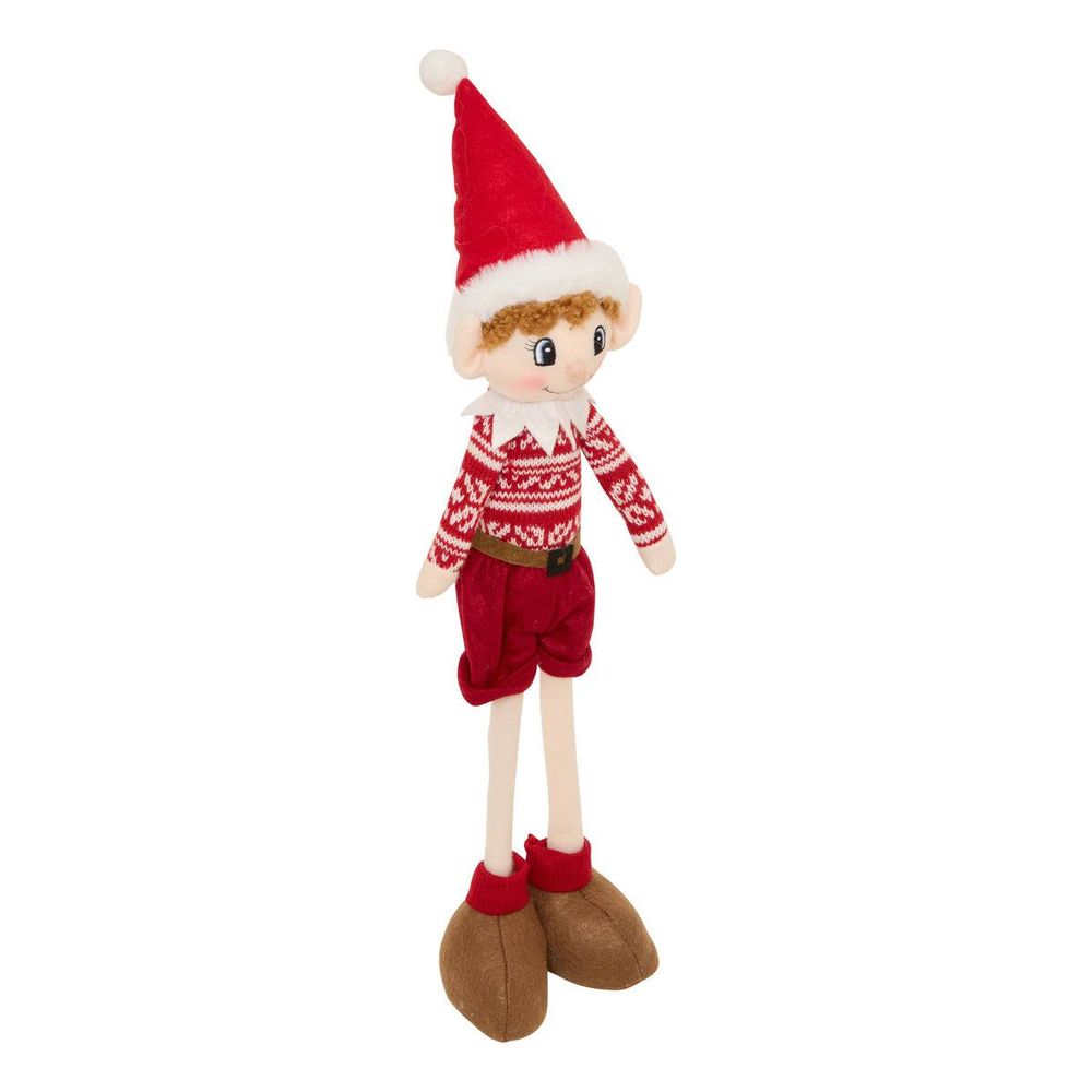 Lutin de noël rouge en pull h. 50 cm