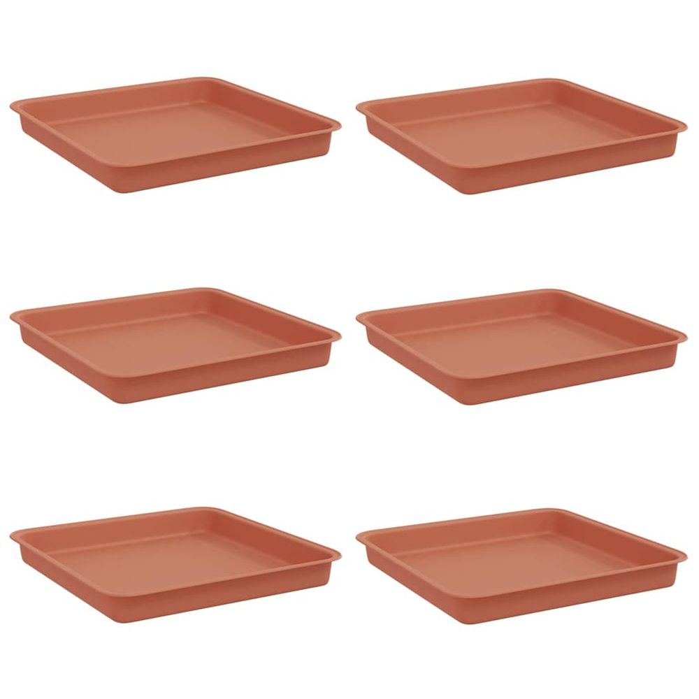 Plateau carré à fleurs 6 pc rouge brique 18 x 18 x 2 cm