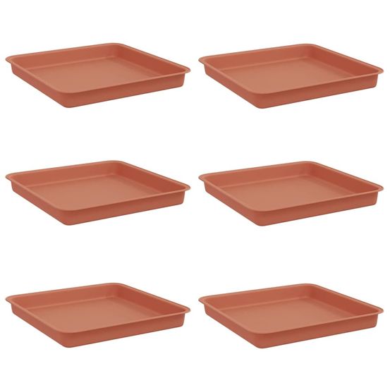 Plateau carré à fleurs 6 pc rouge brique 18 x 18 x 2 cm