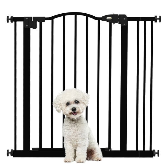 Barrière de sécurité chien en métal pour maison extensible fermeture auto 74-87x78cm noir - comfortxl pet living