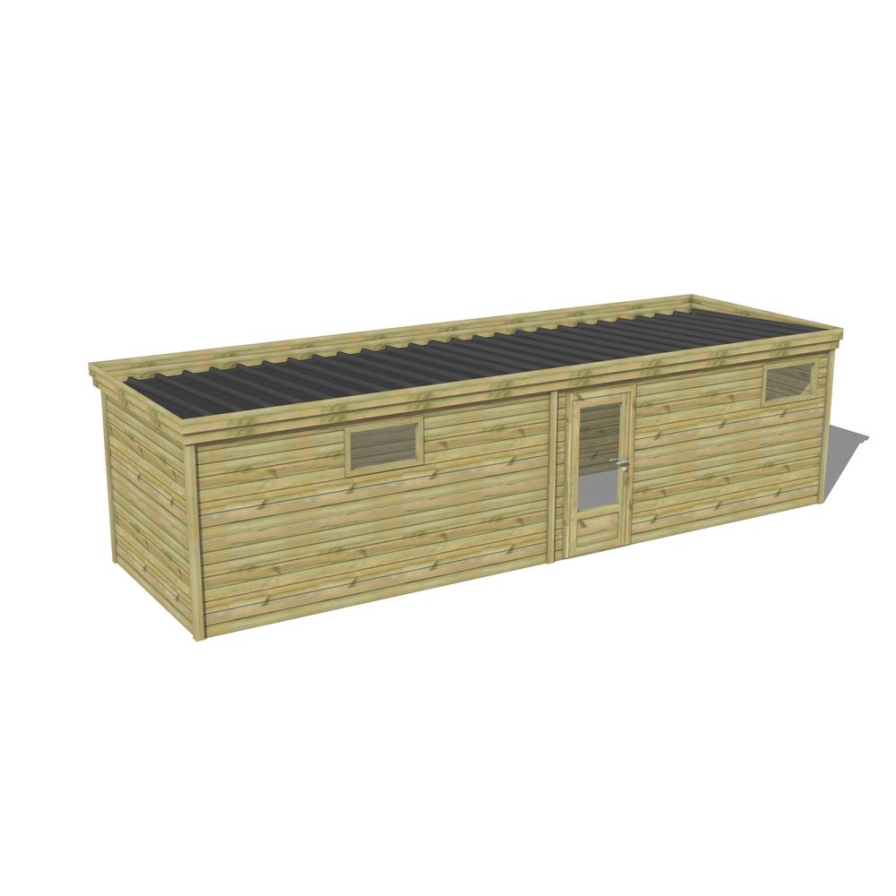 Abri de jardin bois pin traité autoclave 27mm - 8,595x2,64m / 23m2 - bac acier - abri français