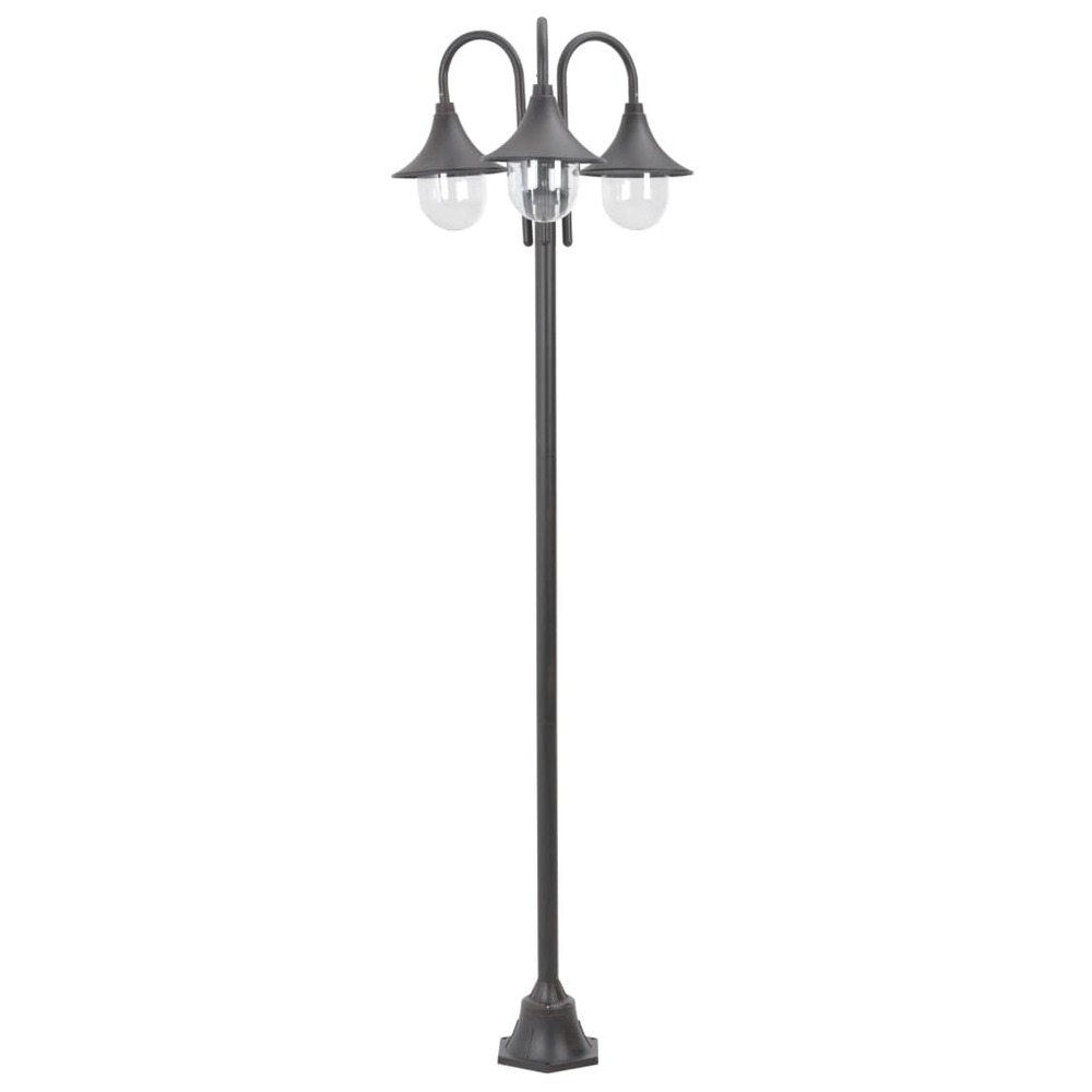 Lampadaire de jardin e27 220 cm aluminium 3 lanternes bronze marron