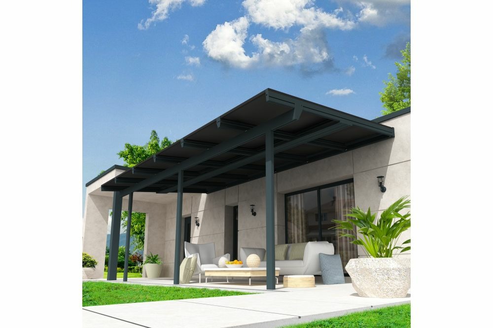 Pergola solaire power gris anthracite 5,730x3,494m 4000w + led