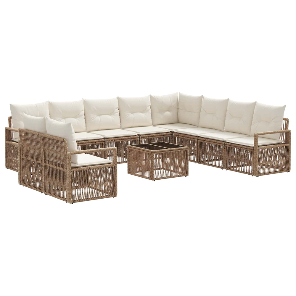 Ensemble de canapé de jardin 11 pcs beige polyrotin