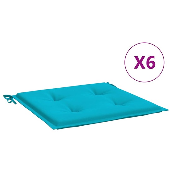 Coussins de chaise de jardin lot de 6 turquoise 50x50x4cm tissu