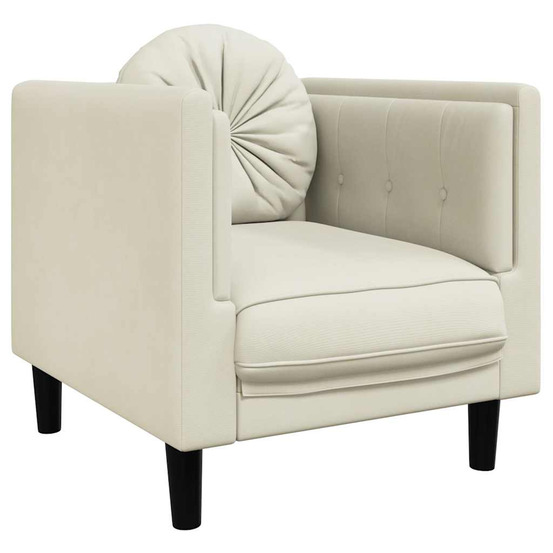 Fauteuil avec coussin crème velours