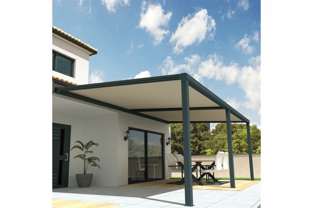 Pergola toile sunlight gris anthracite - écru 7,00x4,00m
