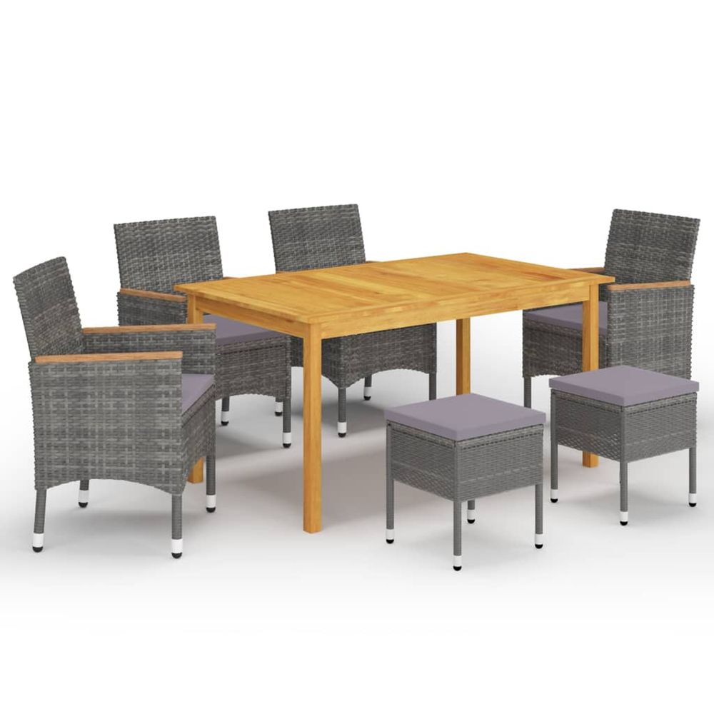 Ensemble à manger de jardin 7 pcs gris