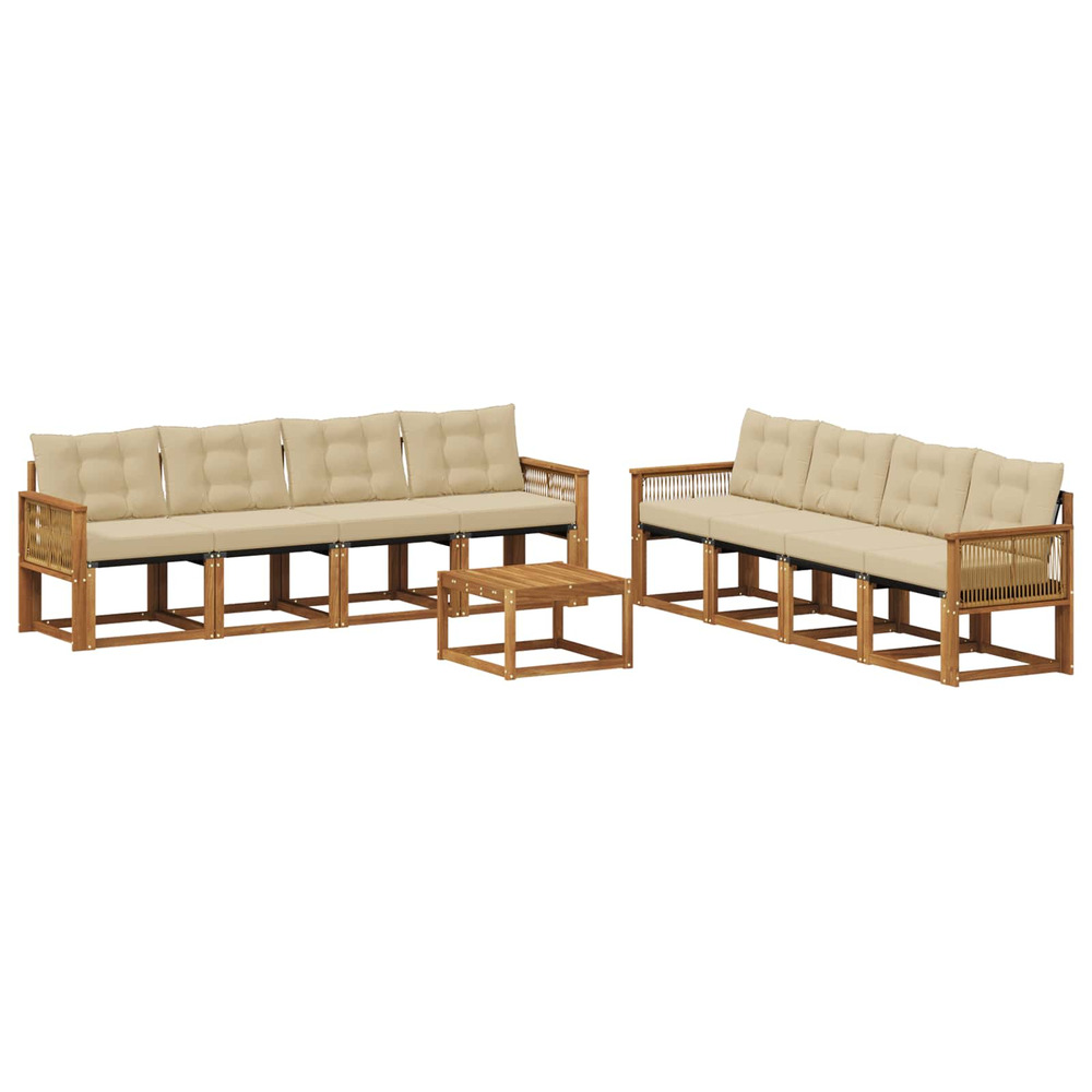 Ensemble de canapés d'extérieur 9 pcs naturel et beige