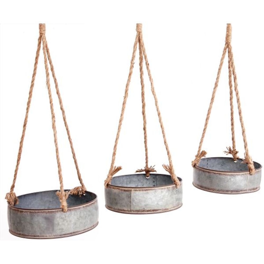 Set portes plantes à suspendre en zinc (lot de 3)