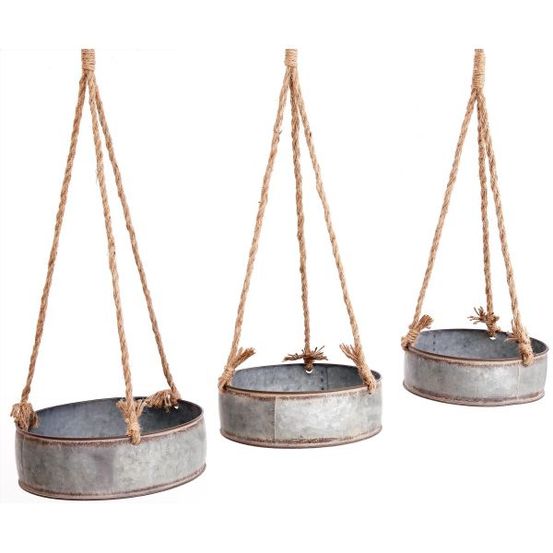 Set portes plantes à suspendre en zinc (lot de 3)