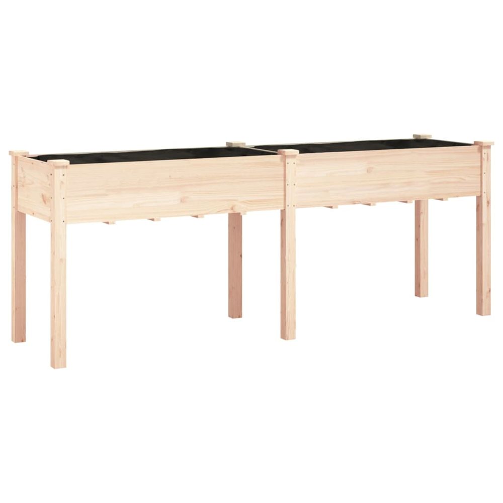 Jardinière d'extérieur avec doublure 203x53x76 cm bois massif de sapin