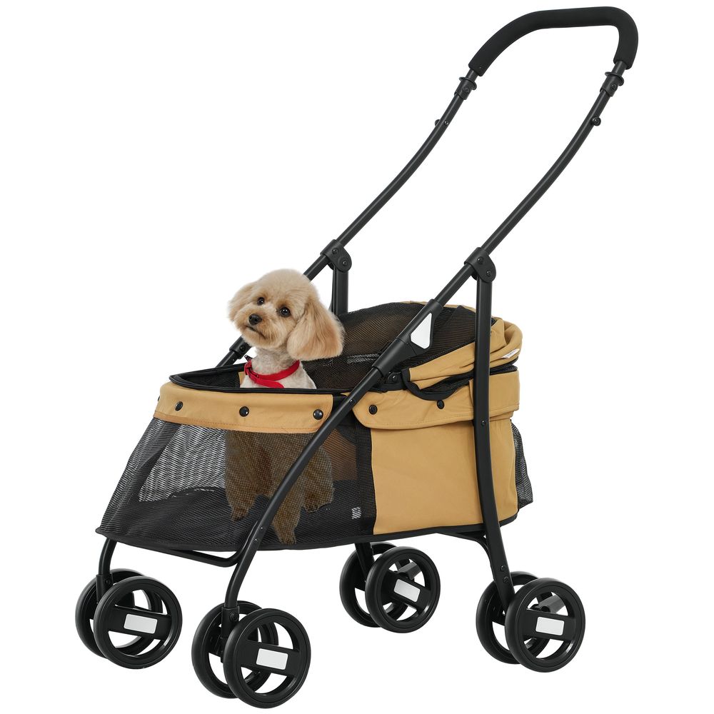 Poussette animaux acier oxford promenade pliable fenêtres maille 82x47x97cm café - comfortxl outdoor living