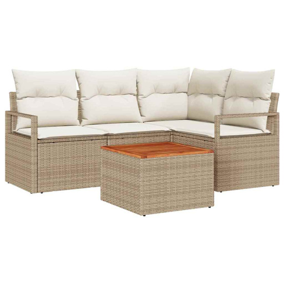 Ensemble de canapé de jardin 5 pcs beige et blanc