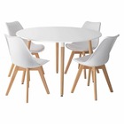 Senja - ensemble table ronde 120 cm et 4 chaises scandinaves - design épuré et chaleureux - blanc
