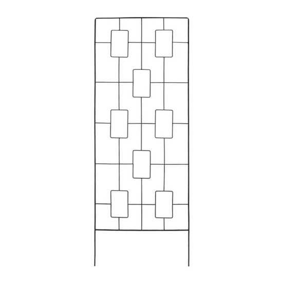 Treillis support pour plantes en acier noir géométrique