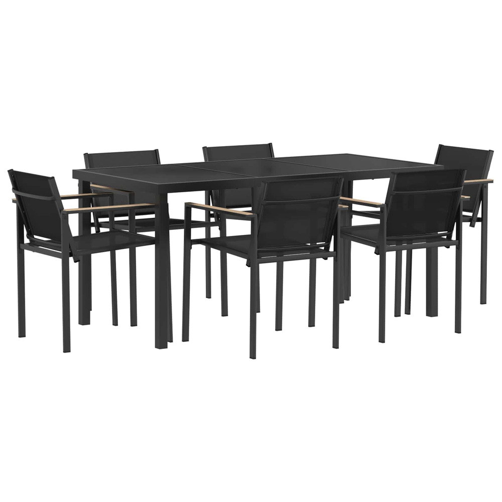 Ensemble de meubles d'extérieur 7 pcs noir et anthracite