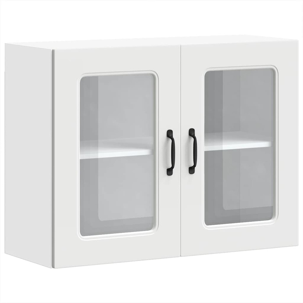 Armoire murale de cuisine avec porte en verre kalmar blanc