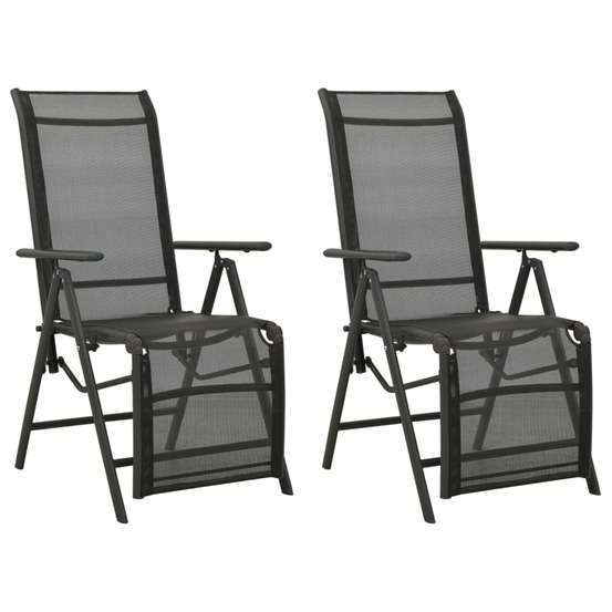 Chaises inclinables de jardin lot de 2 textilène et aluminium