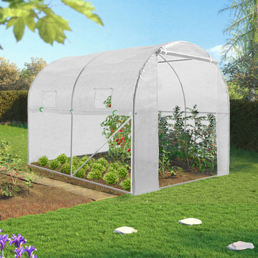Serre tunnel de jardin 4 saisons 6m² blanche gamme maraîchère roma 2x3m