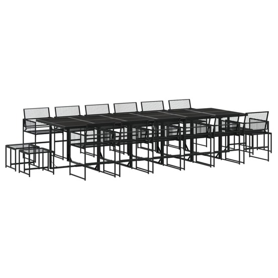 Ensemble à manger de jardin 17 pcs noir résine tressée