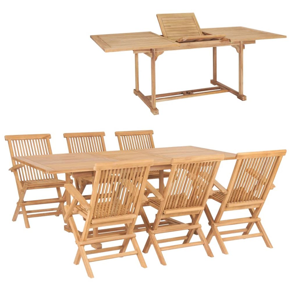 Ensemble à manger d'extérieur 7pcs 150-200x100x75cm teck massif