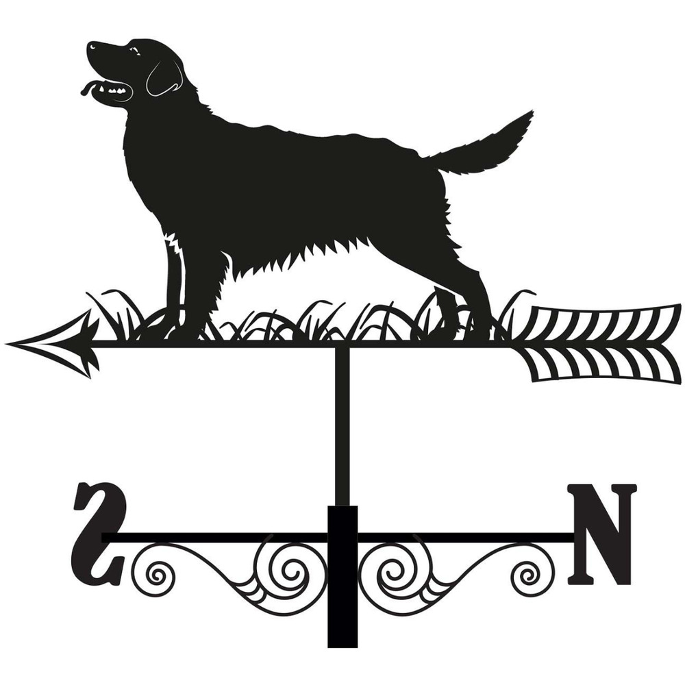 Girouette en acier noir silhouette golden retriever