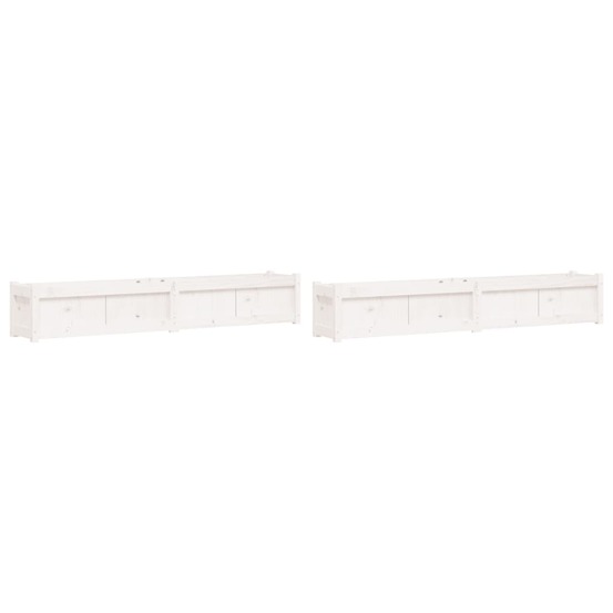 Jardinières 2 pcs blanc bois de pin massif