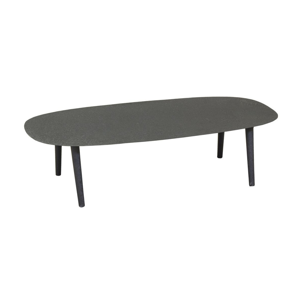 Table basse ovale en métal texturé noir