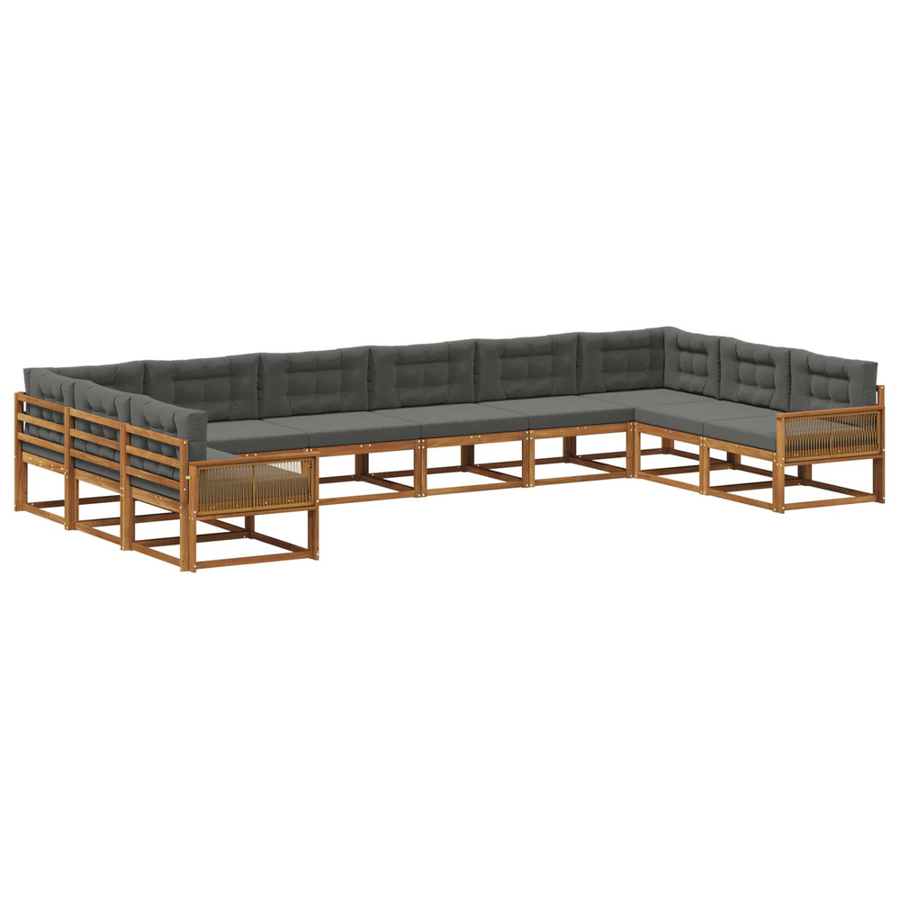 Ensemble de canapés d'extérieur 10 pcs naturel et anthracite