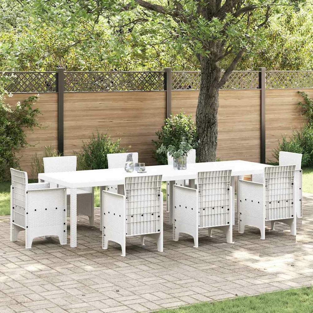 Table de jardin blanc 300 x 100 x 73 cm polyrotin