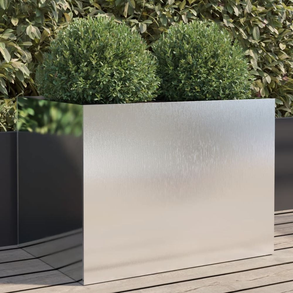 Jardinière acier inoxydable pour terrasse balcon bac à fleurs design moderne argenté 62x47x46 cm