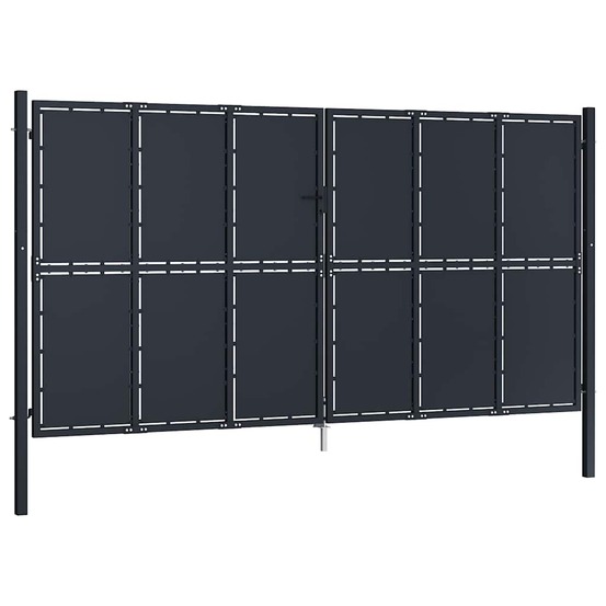 Portail de jardin en acier 400 x 175 cm anthracite