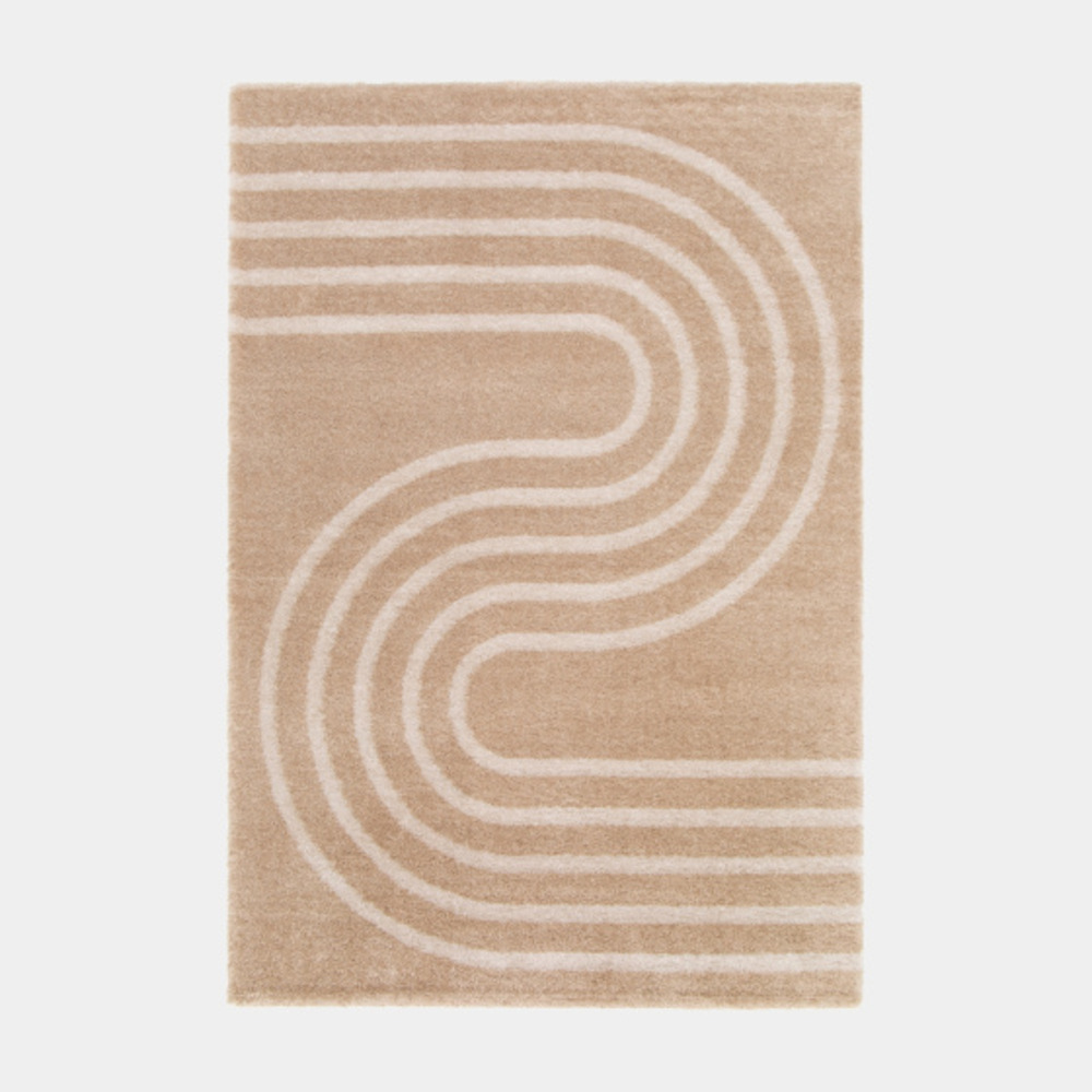 Tapis doux en matière recyclée - soft line - beige - 160 x 230 cm