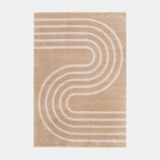 Tapis doux en matière recyclée - soft line - beige - 160 x 230 cm